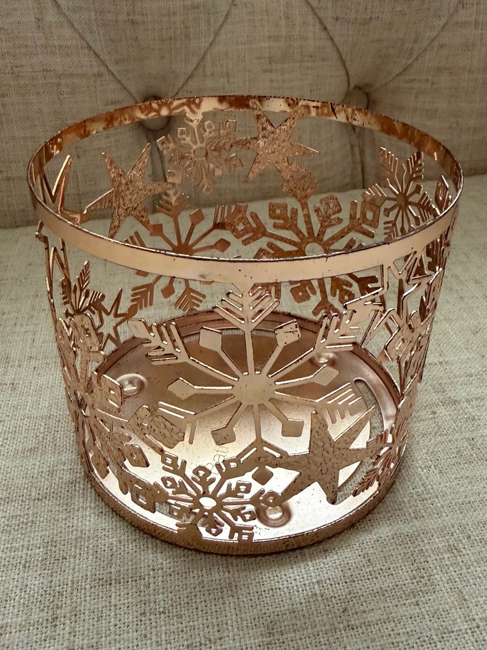 Rose Gold Snowflake Metal BBW Candle Holder